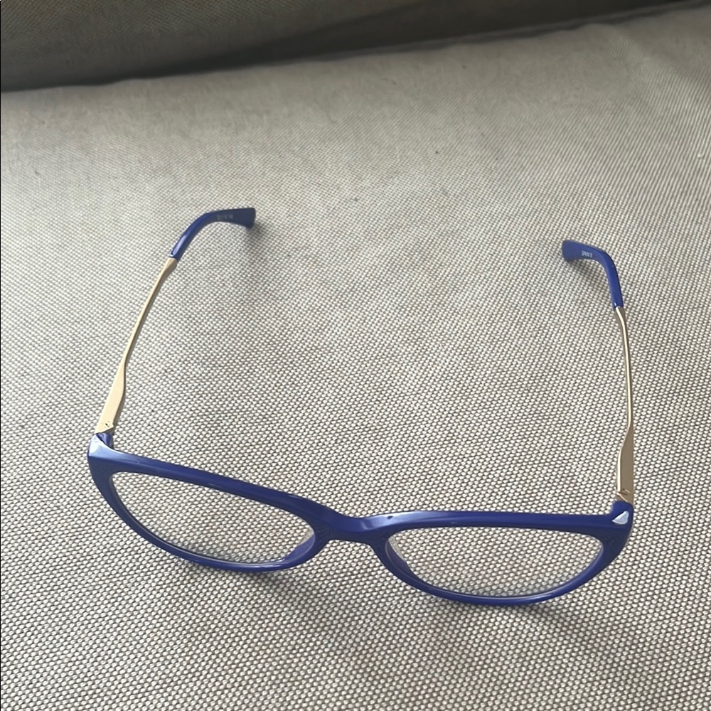 Etnia Barcelona Baton Rouge Blue Cat-Eye Reading Glasses with Gold Temples.